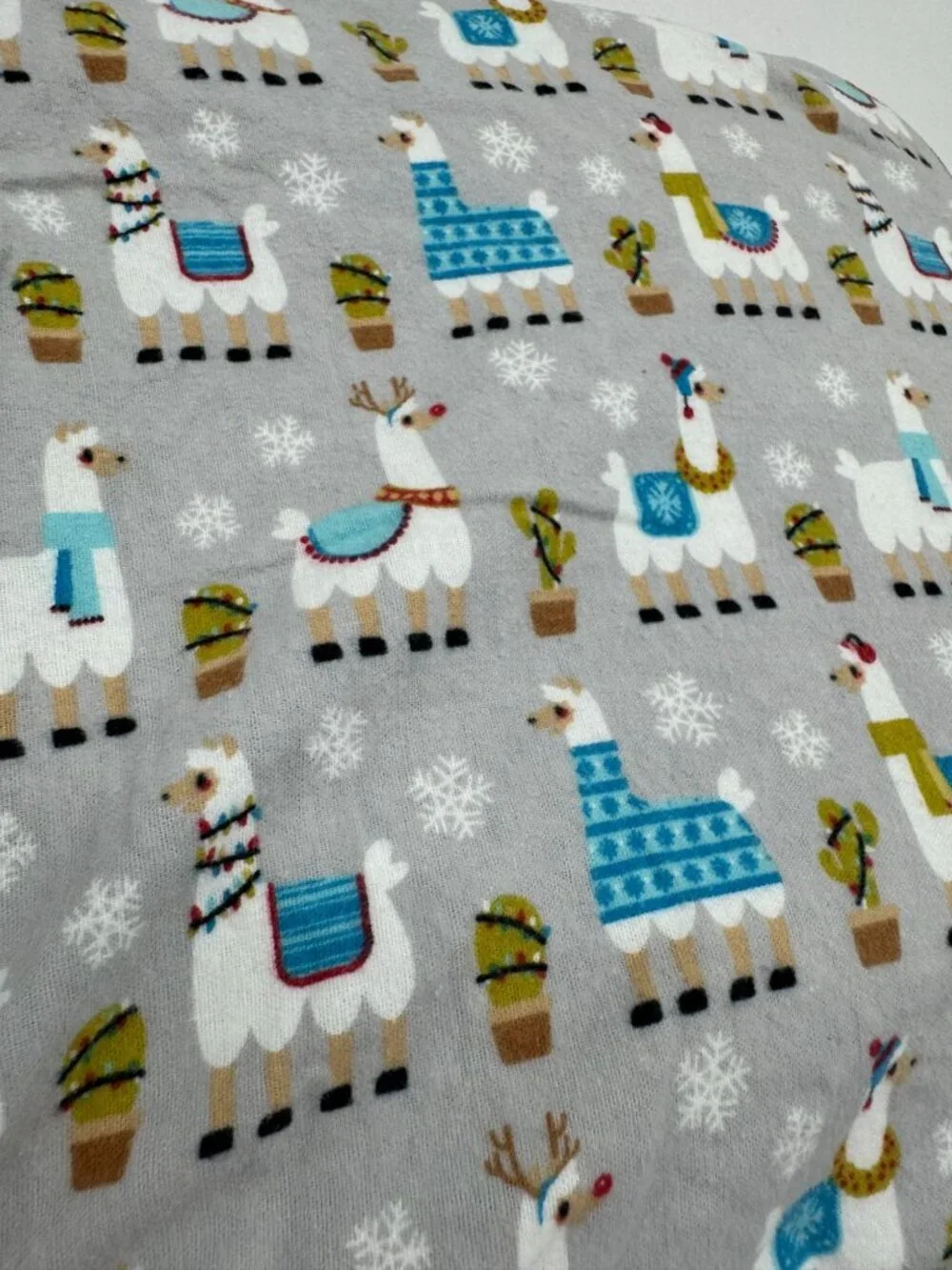 North Pole Trading Co. Llama Cactus Print Queen Flannel Sheet Set
